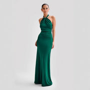Adrianna | Damen Maxi Halterkleid – Elegantes Halter Sommerkleid Hochzeit & Abend 2026 – Grün