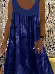 Ariadne - Elegantes Shiftkleid mit Blumenprint – Marineblau