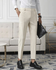 Walker | Hoch taillierte Slim Fit Business-Hose – Beige