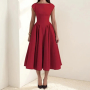 Alina | Damen Elegant Boho Midikleid – Rot