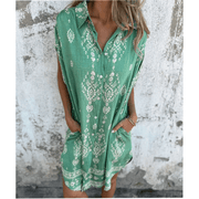 Alina | Damen Luftiges Sommerkleid Taschen – Fließendes Casual Kleid Strand 2026 – Grün