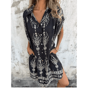 Alina | Damen Luftiges Sommerkleid Taschen – Fließendes Casual Kleid Strand 2026 – Schwarz
