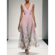 Alva | Damen Maxi Kleid Für Hochzeitsgast Mit Blumenmuster – Rosa