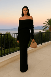 Amara | Damen Elegantes Maxikleid – Fließendes Sommerkleid Hochzeit & Abend 2026 – Schwarz