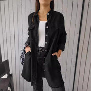 Annelie | Damen Sommermantel Knopfleiste – Eleganter Langer Mantel Sommer 2026 – Schwarz