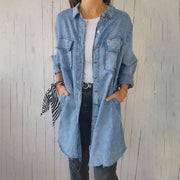 Annelie | Damen Sommermantel Knopfleiste – Eleganter Langer Mantel Sommer 2026 – Hellblau