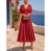 Annemarie | Damen Maxikleid Sommer leicht vielseitig – Rot
