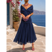 Annemarie | Damen Maxikleid Sommer leicht vielseitig – Blau
