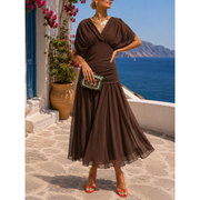 Annemarie | Damen Maxikleid Sommer leicht vielseitig – Braun