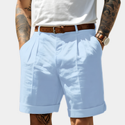 Davinci | Elegante Herren-Bermudas mit Bundfalten – Hellblau