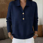 Belisara - Extraweicher V-Ausschnitt-Pullover – Dunkelblau