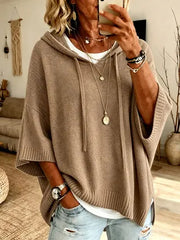 Celandria - Oversized Kurzarm-Hoodie in Soft-Touch-Qualität – Khaki
