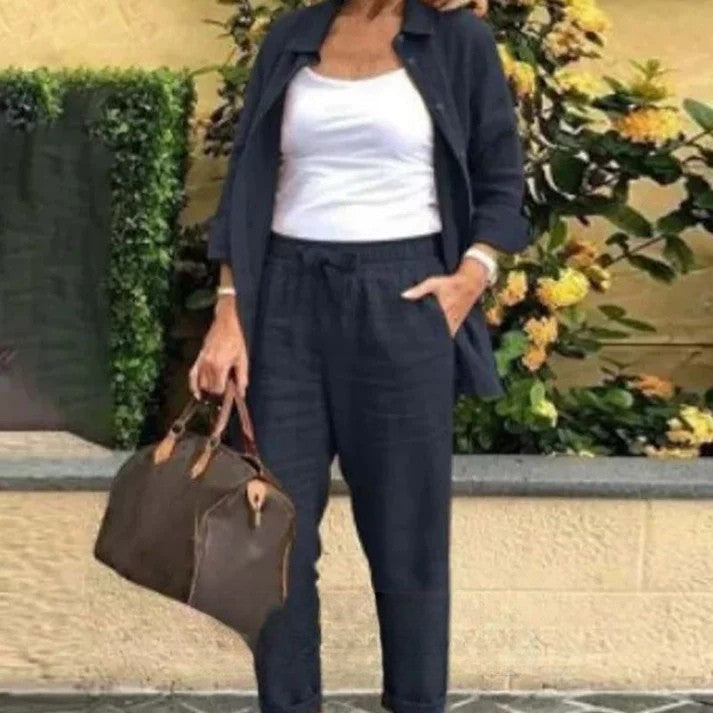 Zweiteiliges Leinen-Set | Hemd & Hose | Luftig & Bequem