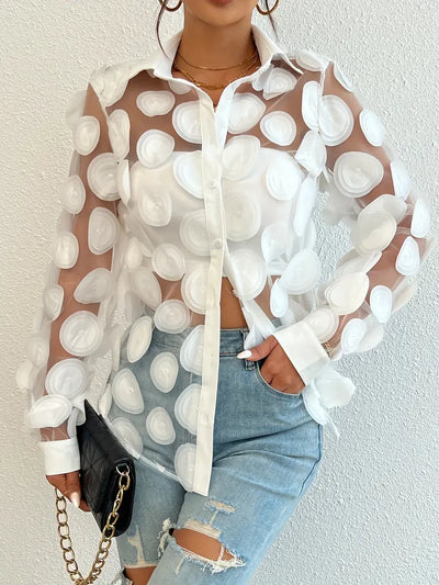 Bluse mit 3D-Effekt | Transparente Optik | Verspieltes Design
