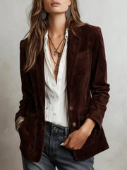 Mirevalle - Maßgeschneiderter Vintage-Wildlederblazer – Dunkelbraun