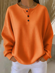 Carabelle - Strukturiertes Henley-Sweatshirt – Orange