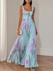 Yara™ - Maxikleid aus Plisseeschiffon – Blau