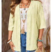 Delienne - Strickjacke mit softem Griff und Ajourmuster – Gelb