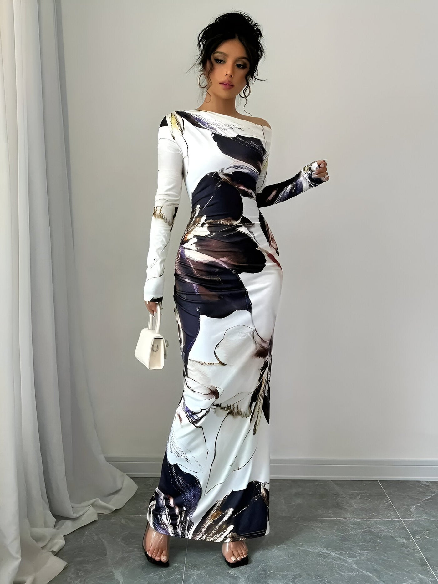 Kristiana | Elegantes Off-Shoulder Bodycon Kleid mit Blumenmuster