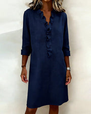 Dorelle Leinen-Volantkleid – Marineblau