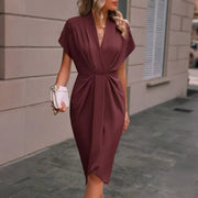 Alastrina - Elegantes Midikleid mit langen Ärmeln – Bordeaux