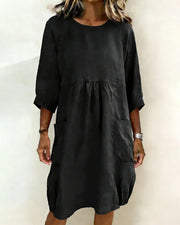 Paula | Charmantes 3/4-Arm-Kleid Damen – Schwarz