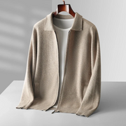 David | Moderne und Elegante Herren Strickjacke mit Reißverschluss – Beige