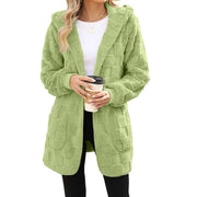 Zinnabelle - flauschige Kapuzenstrickjacke – Grün