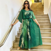Halinor - Elegantes Chiffon-Maxikleid – Grün