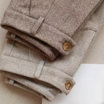 Herren Fischgrät Strukturierte Hose