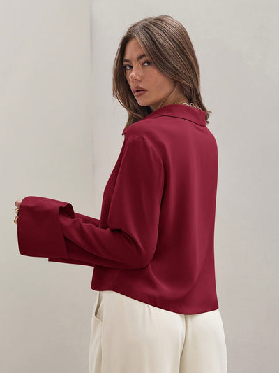 Bluse mit Schleifenverschluss | Umlegekragen | Elegant & Modern