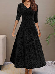 Isabella | Damen Samtkleid elegant modern stilvoll – Schwarz