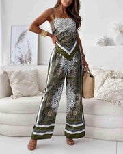 Helen | Urlaubstaugliches, stilvolles Schnür-Weste und Hose Zwei-Teile-Set Kleid – Grün