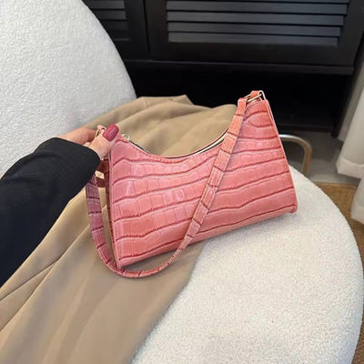 Schultertasche in Kroko-Optik | Kompakt & Elegant | Edler Hingucker