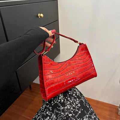 Schultertasche in Kroko-Optik | Kompakt & Elegant | Edler Hingucker