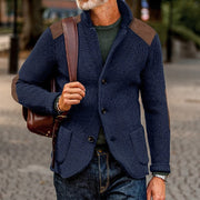 Baldomar | Herren Strickjacke mit Schulterpatches – Marineblau