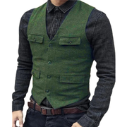 Balduin | Herren Trachtenweste V-Ausschnitt Slim Fit – Grün