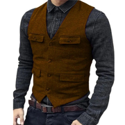 Balduin | Herren Trachtenweste V-Ausschnitt Slim Fit – Orange