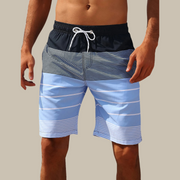 Bastian | Herren Gestreifte Badeshorts mit Kordelzug – Blau