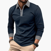 Bastian | Herren Poloshirt Kontrast Stil – Marineblau