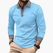 Bastian | Herren Poloshirt Kontrast Stil – Himmelblau