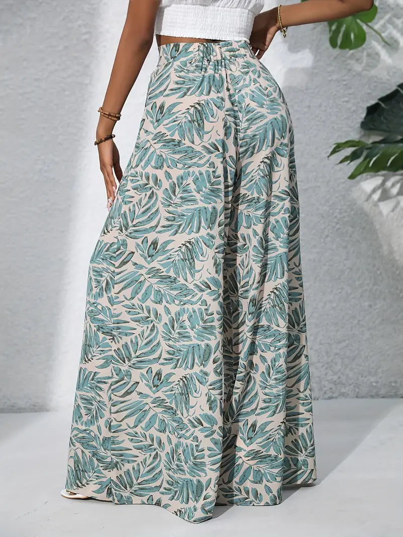 Jacinta | Boho Pflanzenprint Weite Hosen