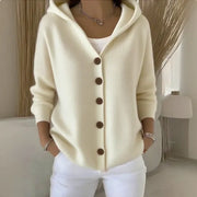 Carlotte - Gemütlicher Strick-Cardigan mit Kapuze – Beige