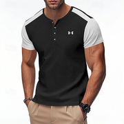 Herren Henley-T-Shirt mit Kontrastfarben – Schwarz