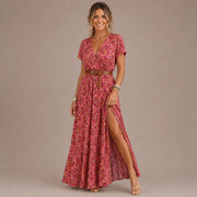 Helisara - Luftiges Boho-Maxikleid – Rot
