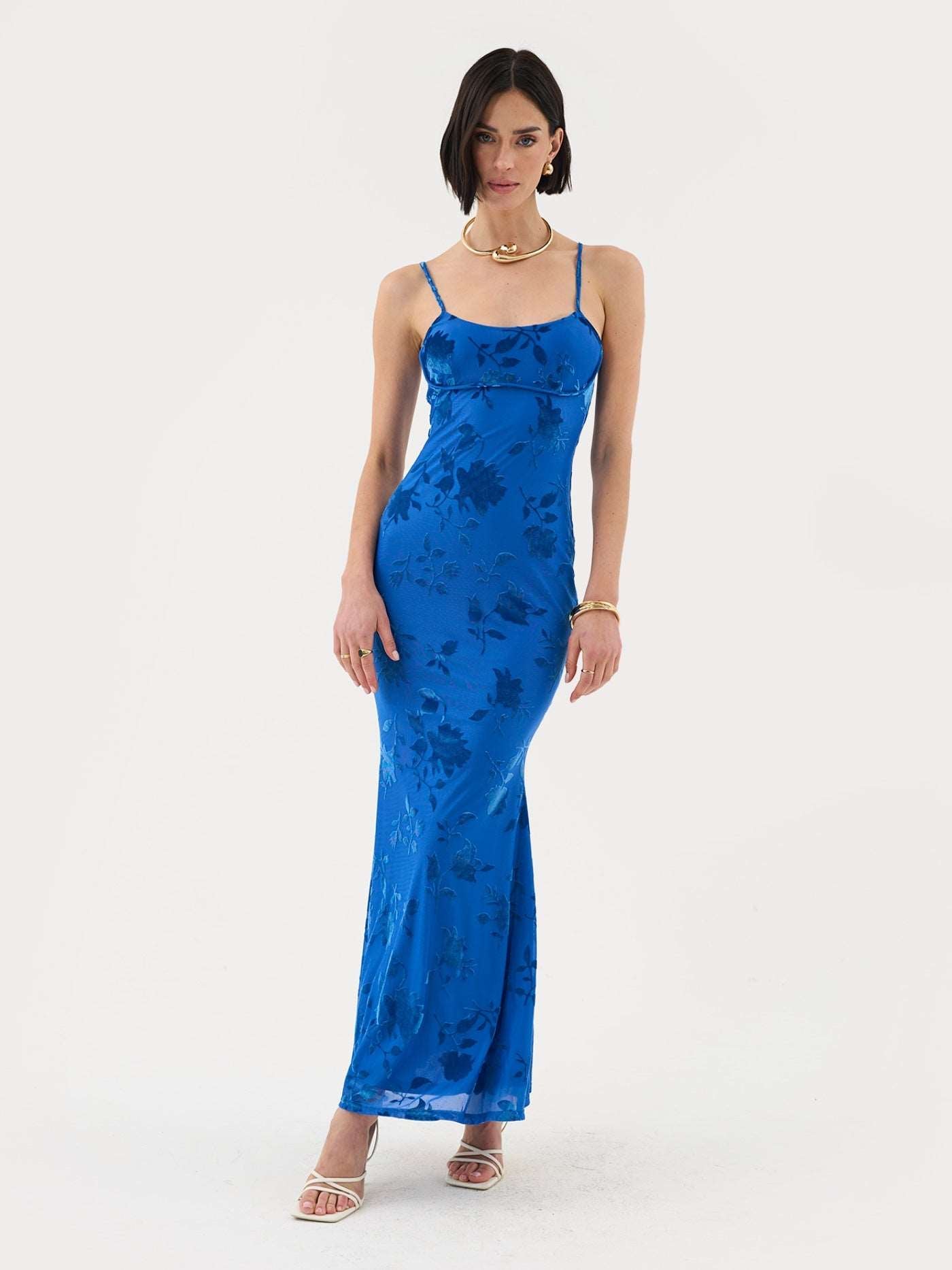 GRETA | FLORALES MAXIKLEID AUS SAMT