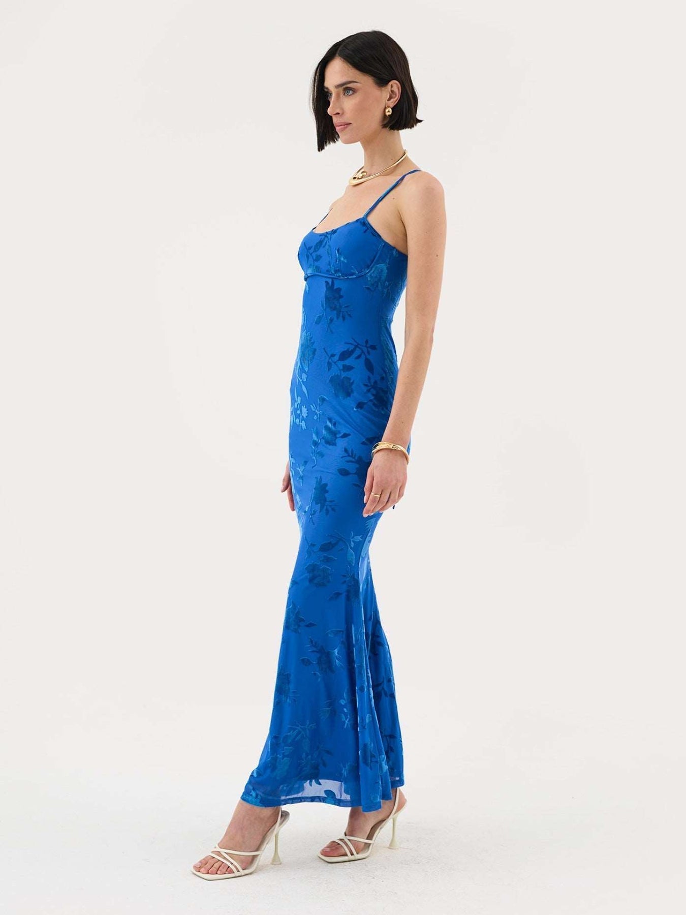 GRETA | FLORALES MAXIKLEID AUS SAMT