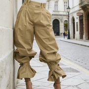 Dianella - Hochtaillierte Hose mit Rüschenabschluss – Khaki
