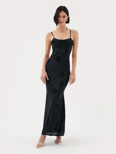 GRETA | FLORALES MAXIKLEID AUS SAMT