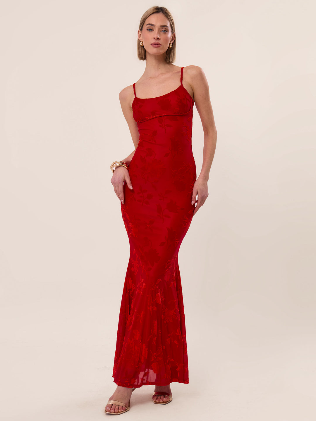 GRETA | FLORALES MAXIKLEID AUS SAMT